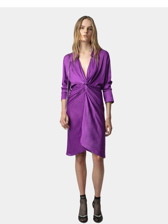 Zadig & Voltaire Dresses & Skirts - NWOT 💜 Zadig&Voltaire Purple Twist-Front V-Neck satin midi dress size S